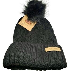 NWT Clear Creek Black Pom Pom Beanie